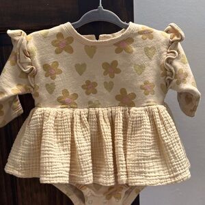 Wild Wawa Floral Baby Dress with Ruffle Sleeves onesie